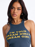 Letter Print Tank Top For Women O Neck Slim Fit Sporty Leisure Wear