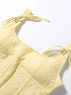 Sunny Plaid Sling Top With Ruffles V Neck Sleeveless