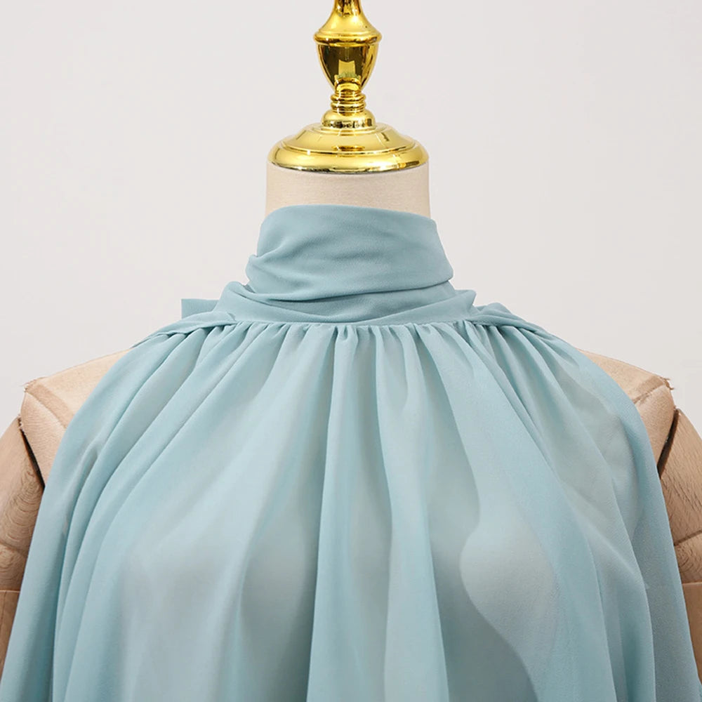 Off Shoulder Chiffon Blouse With Lightweight Fit Asymmetrical Hem And Bow Detail