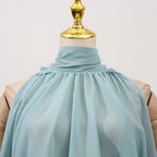 Off Shoulder Chiffon Blouse With Lightweight Fit Asymmetrical Hem And Bow Detail