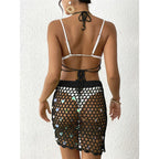Hollow Out Skirt Crochet Knitted 2 Pieces Suits Cover Up