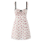 Floral Print Women Sexy Hollow Out Backless A-line Sling Mini Dress