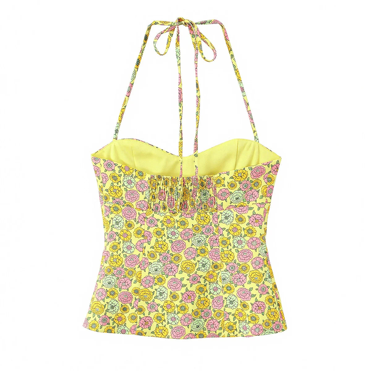 Floral Halter Backless Two Piece Set With Slim Vest And Mini Shorts For Summer