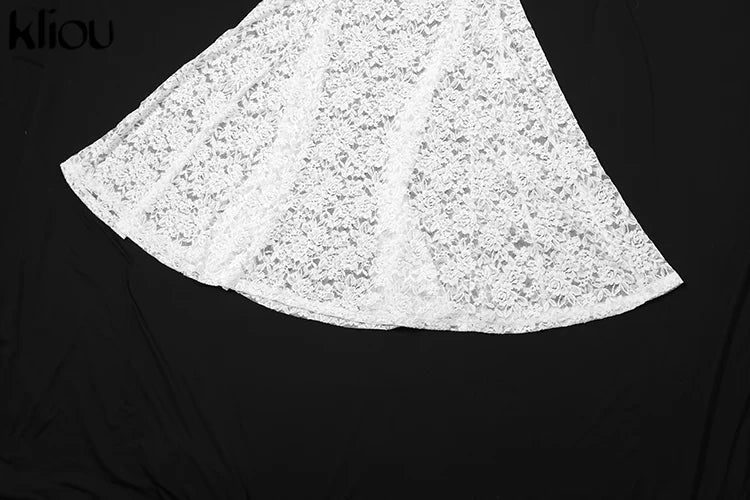 Lace Halter Long Dress Coquette Deep V Neck Ruched Trim