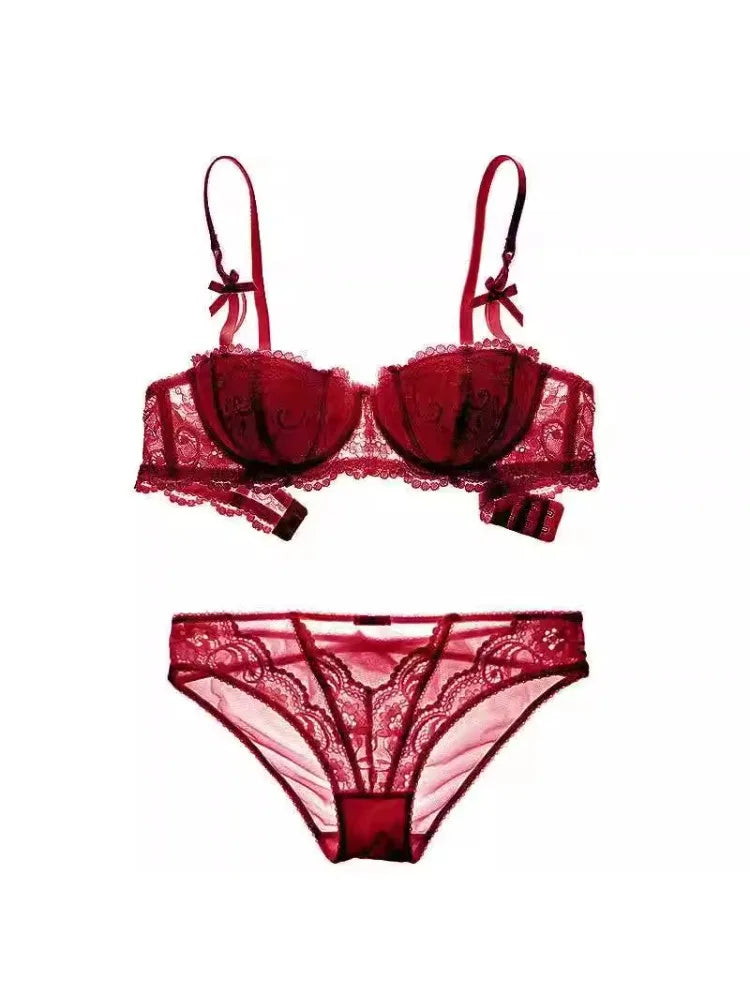French Lace Half Cup Push Up Bra Ultra Thin Comfort With Minimalist Edge For Women