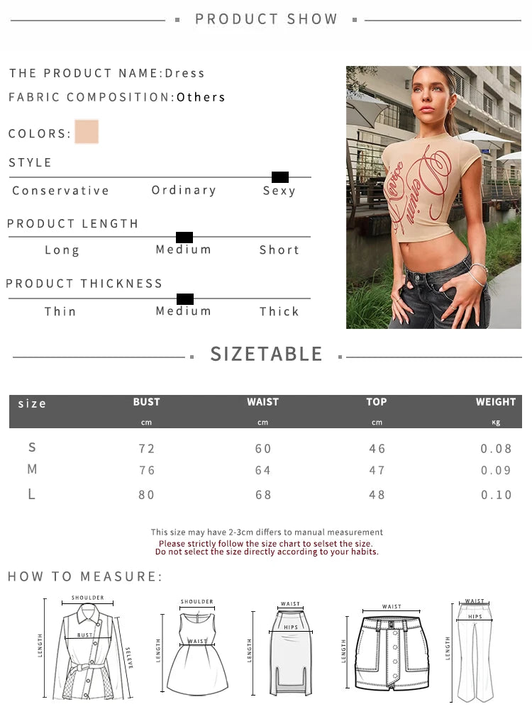 Letter Print O Neck Tee For Women Crop Top With Short Sleeves Navel Exposed Summer Street Style