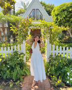 Backless Halter Midi Dress For Women Elegant A Line