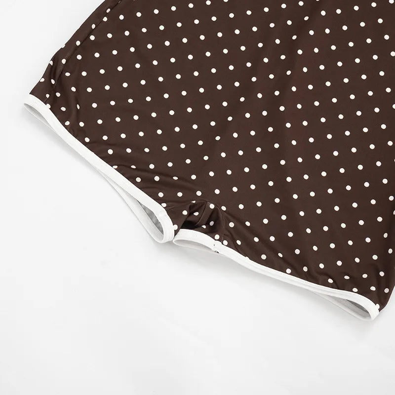 Polka Dot Strapless Playsuit For Women Backless Slim Fit Romper