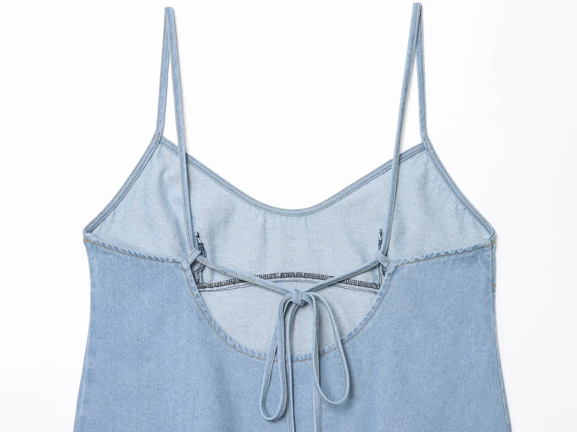Two-piece Set For Women With Backless Top And Casual Cowboy Pants Ensemble