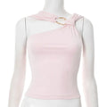 Backless Cropped Tank Top For Summer Women With Metal Ring Detail Sleeveless Vest
