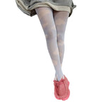 Tie Dye Mesh Stockings With Sheer Finish And Hollow Out Pattern