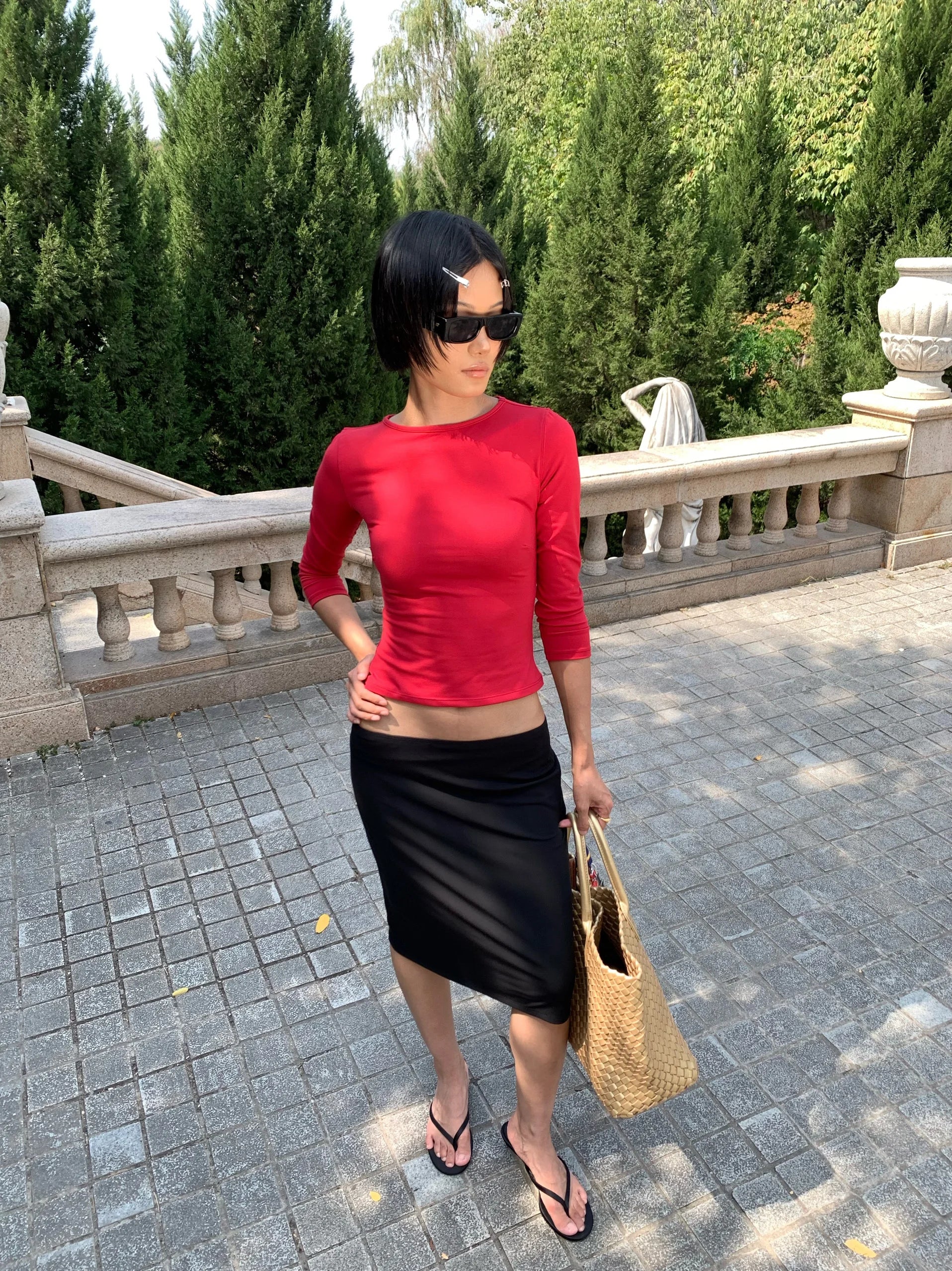 Long-Sleeve Slim-Fit Top With Multicolor High Elastic Base