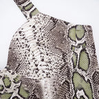 Snake Print Backless Halter Tank Top And Capri Set For Bold Retro Nightlife Style Vibe