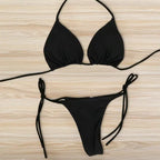 Black Bikini Set With Adjustable Neck Straps