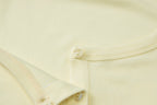 Square Collar Crop Top With Long Flare Sleeves And Button Details