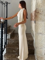 Sleeveless Bodycon Maxi Dress - Patchwork O-Neck