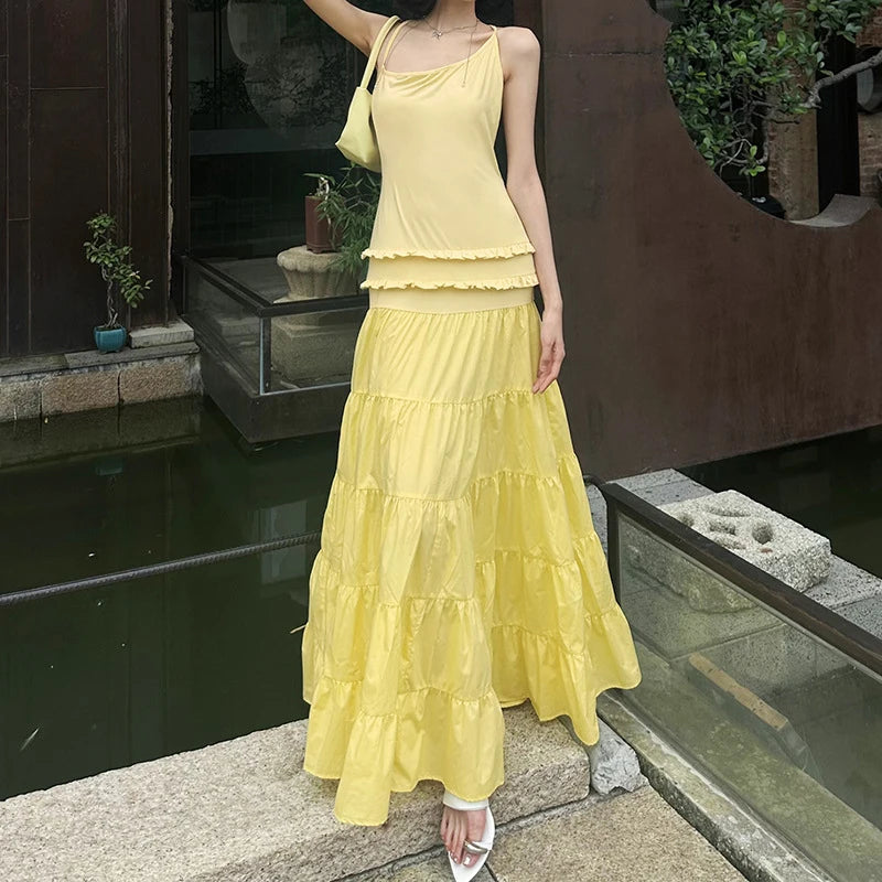 Off Shoulder Backless Evening Dress With Pleats And Ruffled Edges Diagonal Collar Floor Length
