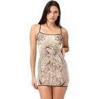 See Through Sling Dress Backless Mini For Women Flirty Cartoon Print