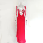 Sultry Lace Up Backless Dress With Ruffles And Irregular Wrap Hem