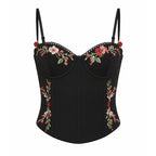 Floral Embroidered Slim Fit Spaghetti Strap Camisole Top