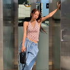 Polka Dot Off Shoulder Backless Camisole Tank Top