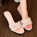 French Inspired Butterfly Bow Open Toe Sandals With Mid Heel For Women