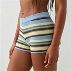 Striped Ribbed High Waist Shorts