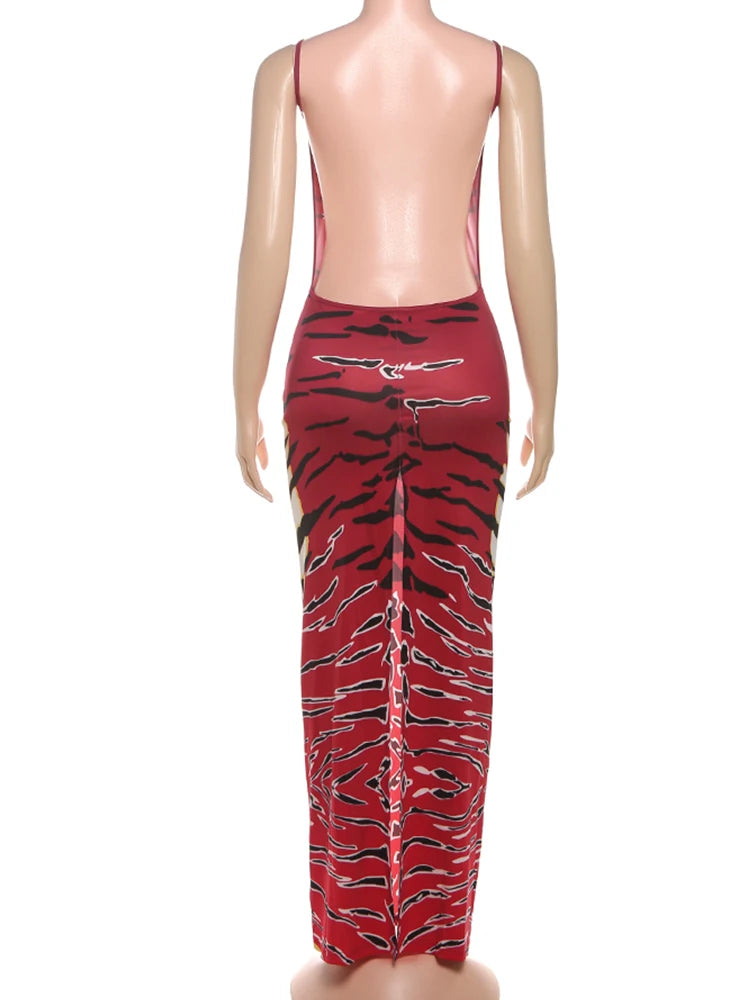 Red Backless Maxi Dress Sleeveless