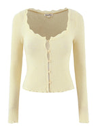 Women Fashion Sweet Lace Patchwork Knitted Cardigan Vintage O-Neck Long Sleeve Sweater