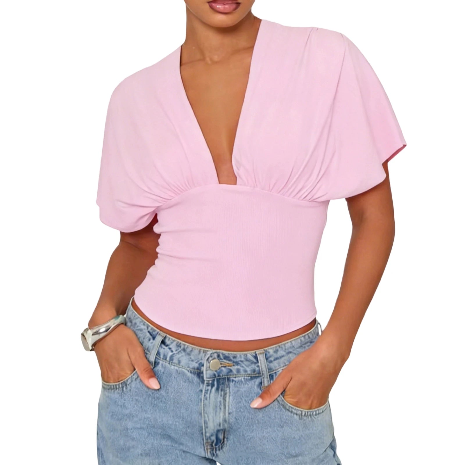 Womens Y2K Ruched Off The Shoulder Wrap Top With Cinched Waist Tie Back Halter