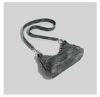 Denim Daydream Shoulder Bag With Chain Accent