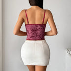 Vintage Lace Backless Corset Top With Fishbone Structure Shaping Bustier