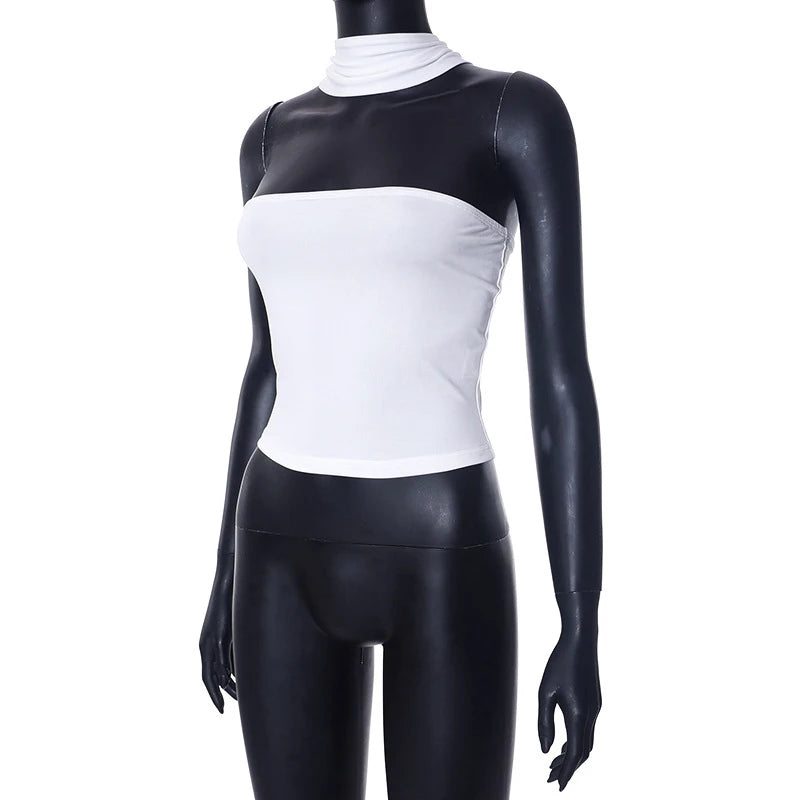 Strapless Cropped With Slim Fit Tube Halter Top