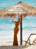Floral Mesh Strap Dress With Sleeveless Wrap Chest Backless Camisole Silhouette