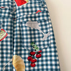 Retro Fruit Plaid Mini Skirt With Button Detail A Line