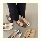 Mary Jane Flats With Square Toe Buckle Strap Retro Styled Women's Shoes