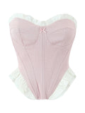 Fashion Bow Chic Fish Bone Tube Sexy Slim Backless Corset Y2K Strapless Cropped Top