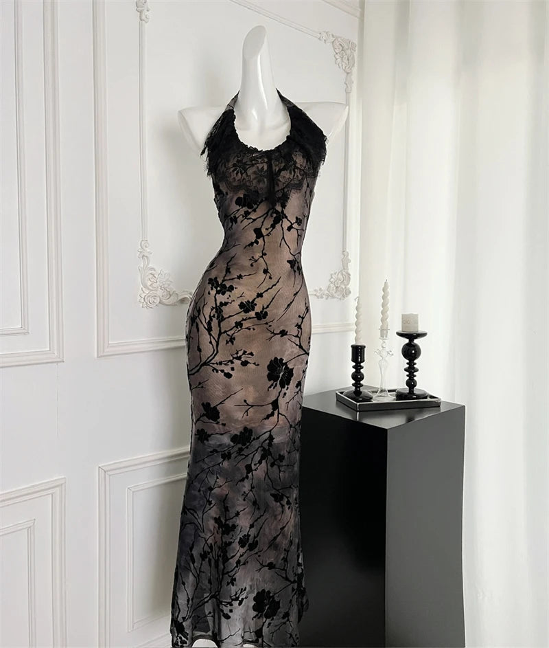 Black Gothic Lace Evening Dress With Off Shoulder Silhouette Vintage Inspired Elegant Gown