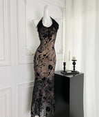 Black Gothic Lace Evening Dress With Off Shoulder Silhouette Vintage Inspired Elegant Gown