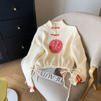 Vintage Knit Sweater With V Neck And Loose Fit