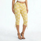 Polka Dot Patchwork Capri Pants With Drawstring Waist