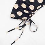 Polka Dot Patchwork Capri Pants With Drawstring Waist