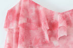 Vintage Print Asymmetrical Mesh Slim Backless Camisole