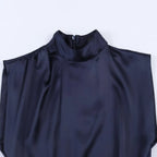 Pleated Hem Patchwork Mini Dress With Lace Inset Slit Detail Sleeveless Back Zip
