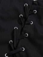 Square Neck And Lace Up Detail Sleeveless Tunic Top