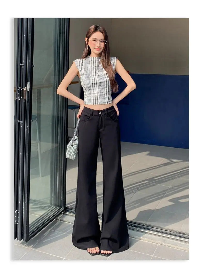 Antiwrinkle Flare Pants With Slimming Comfort Low Waisted