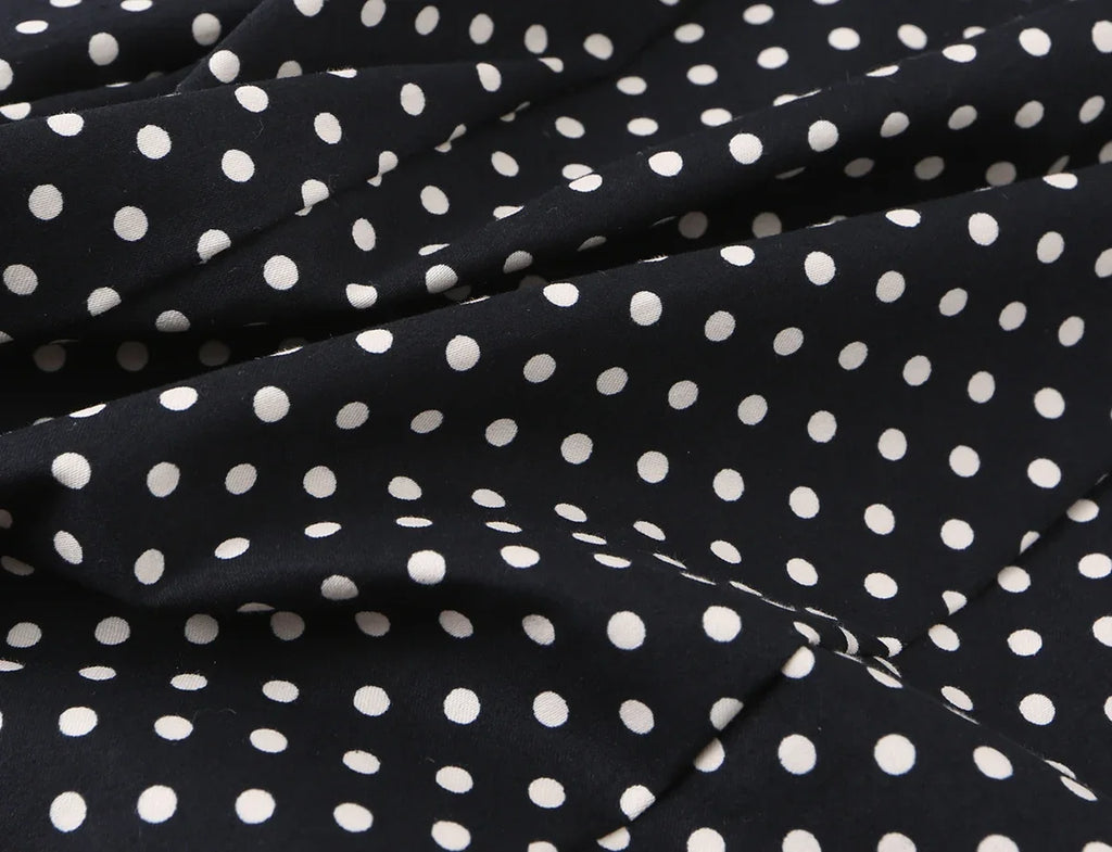 Black Polka Dot Summer Mini Dress With Bow Detail Sleeveless Slimming Waist