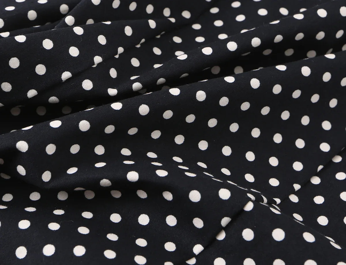 Black Polka Dot Summer Mini Dress With Bow Detail Sleeveless Slimming Waist