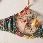 Countryside Embroidered Lingerie Set With Floral Patchwork Bra And Panty Details