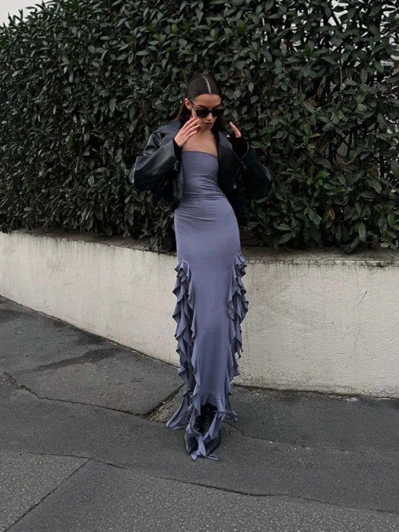 Tube Top Strapless Sexy Midi Dress